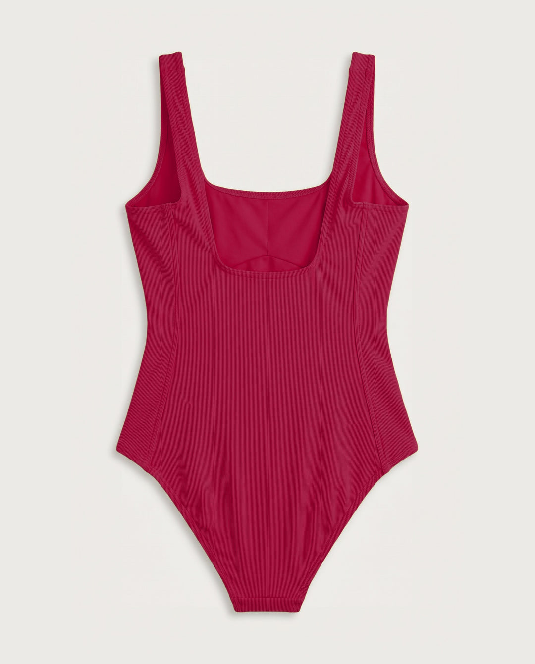 Baywatch One Piece in Pomegranate, flat lay back (AI-generated product render)