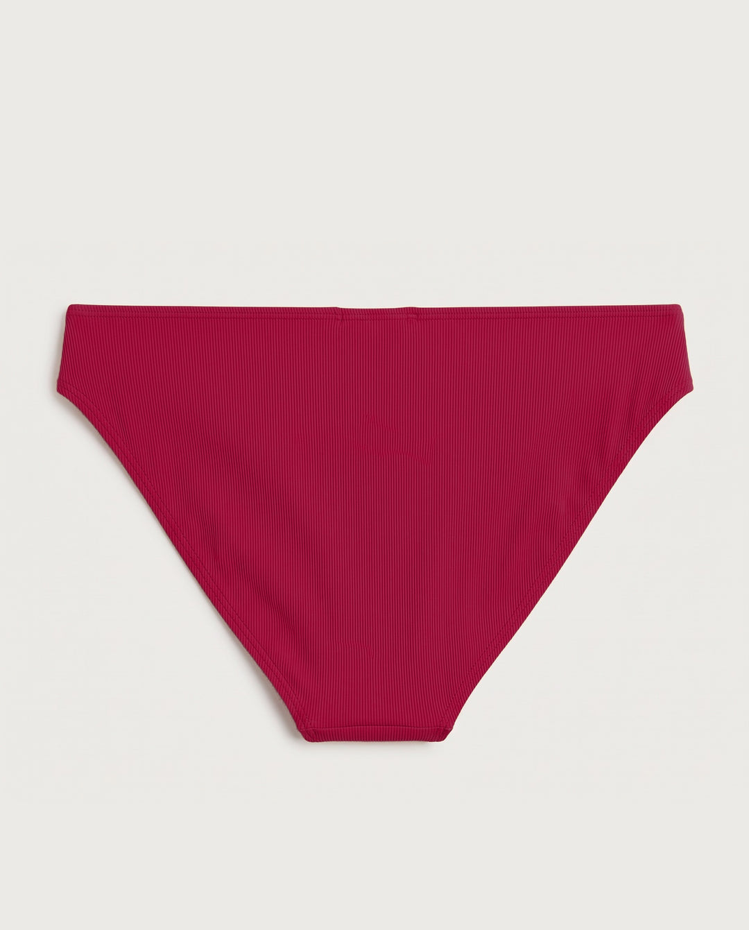 Luxsport Bikini Bottom in Pomegranate, flat lay back (AI-generated product render)