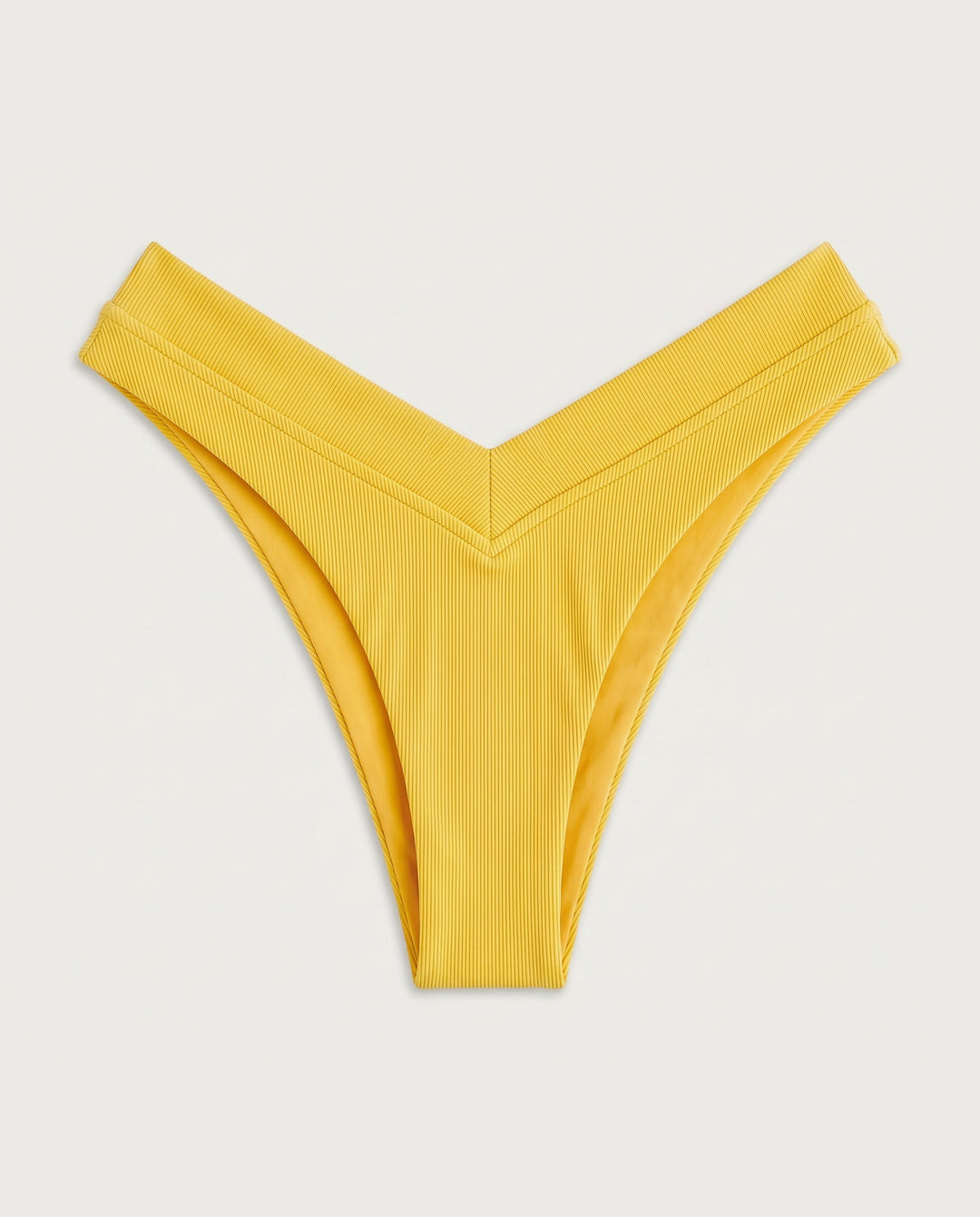 Vivid Bikini Bottom in Yuzu, flat lay back (AI-generated product render)